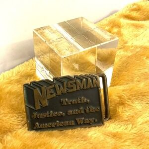 Vintage Siskiyou Newsman Belt Buckle Solid Bronze Truth Justice Americana